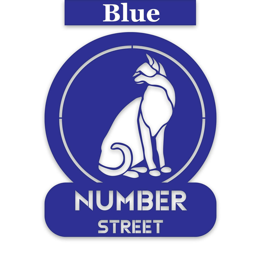Sitting Cat Circle Customizable Metal Address or Nameplate