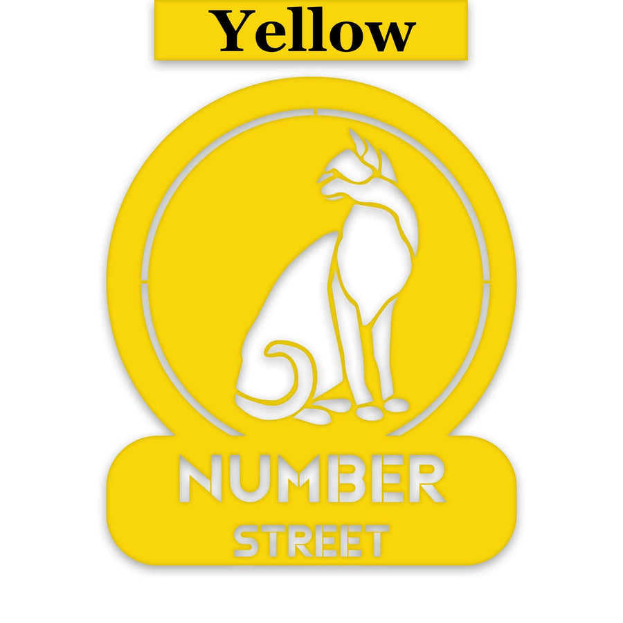Sitting Cat Circle Customizable Metal Address or Nameplate