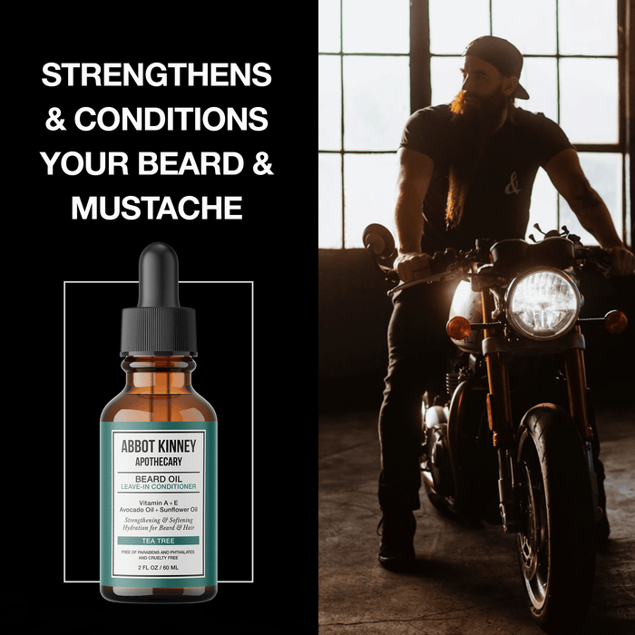 Softening Beard and Mustache Oil, Strengthens and Conditions, Tea Tree, 2 oz by Abbot Kinney Apothecary Men's Grooming Los Angeles Brands 