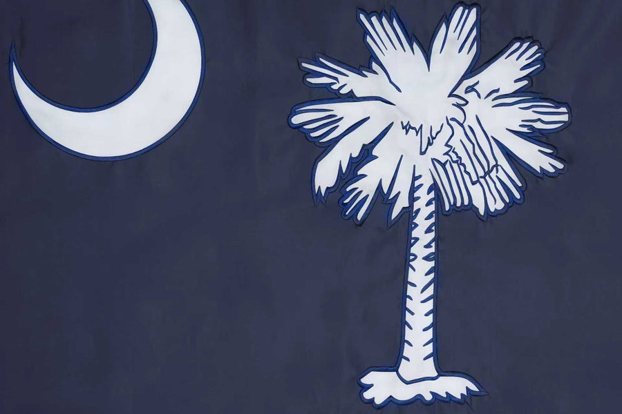 South Carolina State Flag design and stitching in close-up