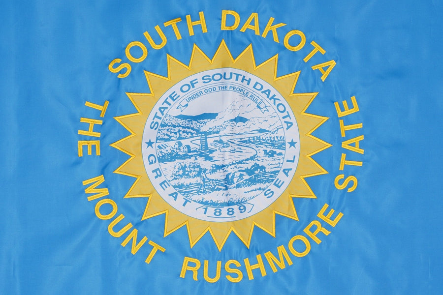 South Dakota State Flag design and stitching in close-up
