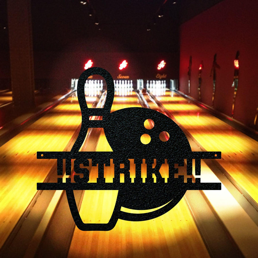 Sport Ball Monogram - Bowling - Personalized Metal Sport Sign