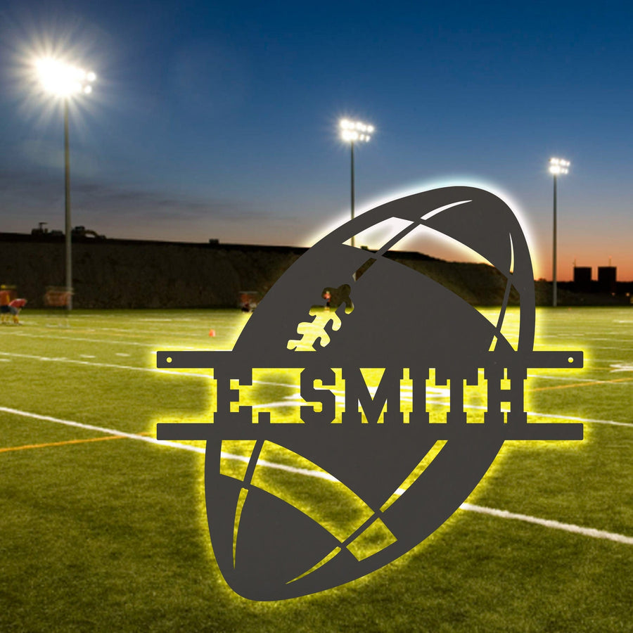 Sport Ball Monogram - FOOTBALL- Personalized Metal Sport Sign