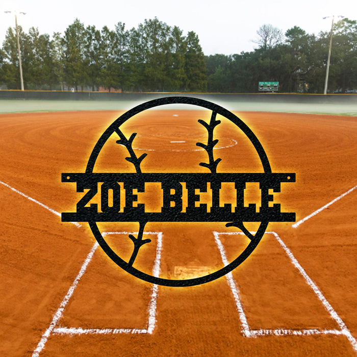 Sport Ball Monogram Metal Sign- SOFTBALL- Metal Sport Sign, Personalized Sport Sign