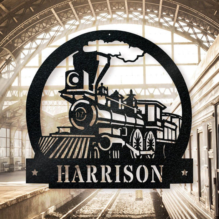 Steam Train Monogram Metal Sign