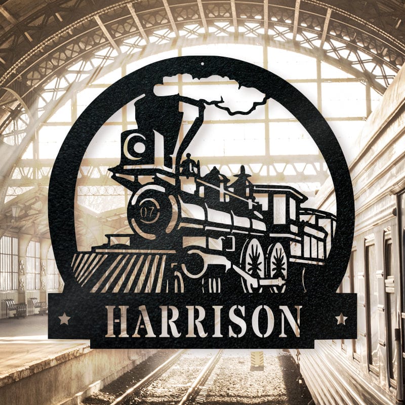 Steam Train Monogram Metal Sign