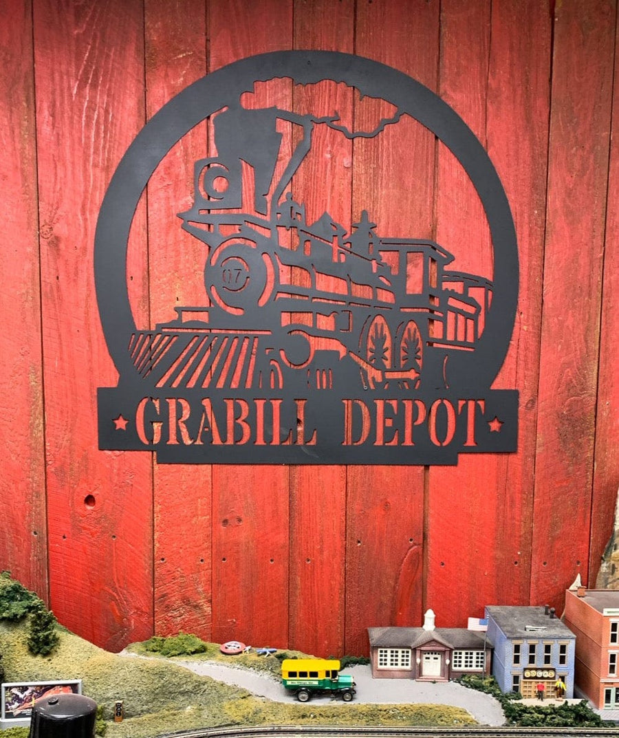 Steam Train Monogram Metal Sign