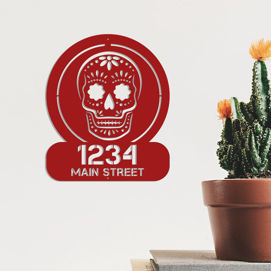 Sugar Skull Address Personalized Metal Sign
