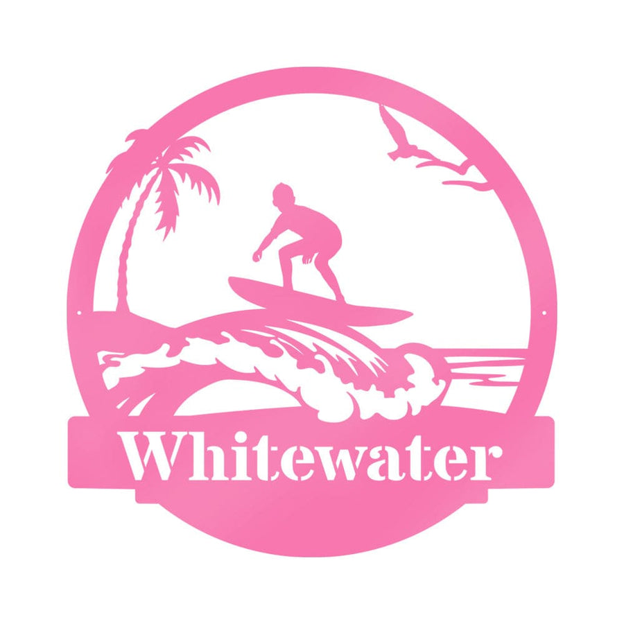 Surfer Kid Monogram Metal Sign