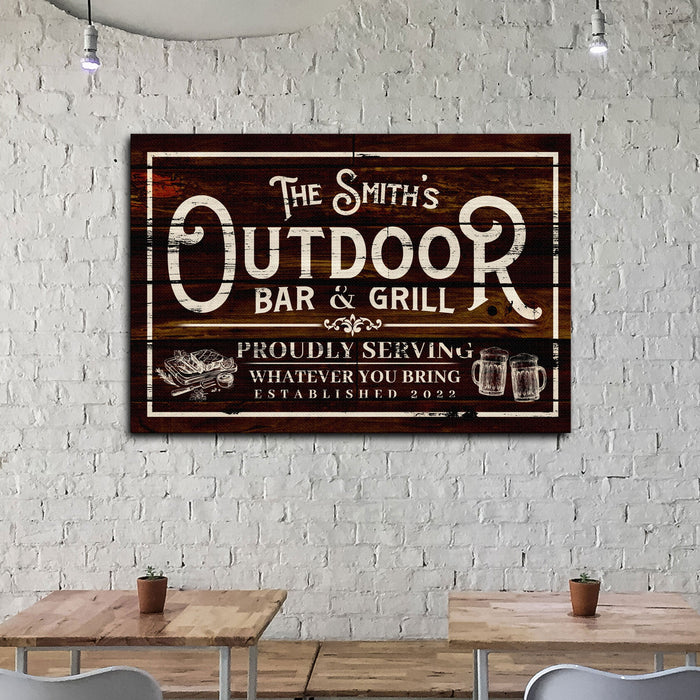 Family Outdoor Bar And Grill Sign Ii