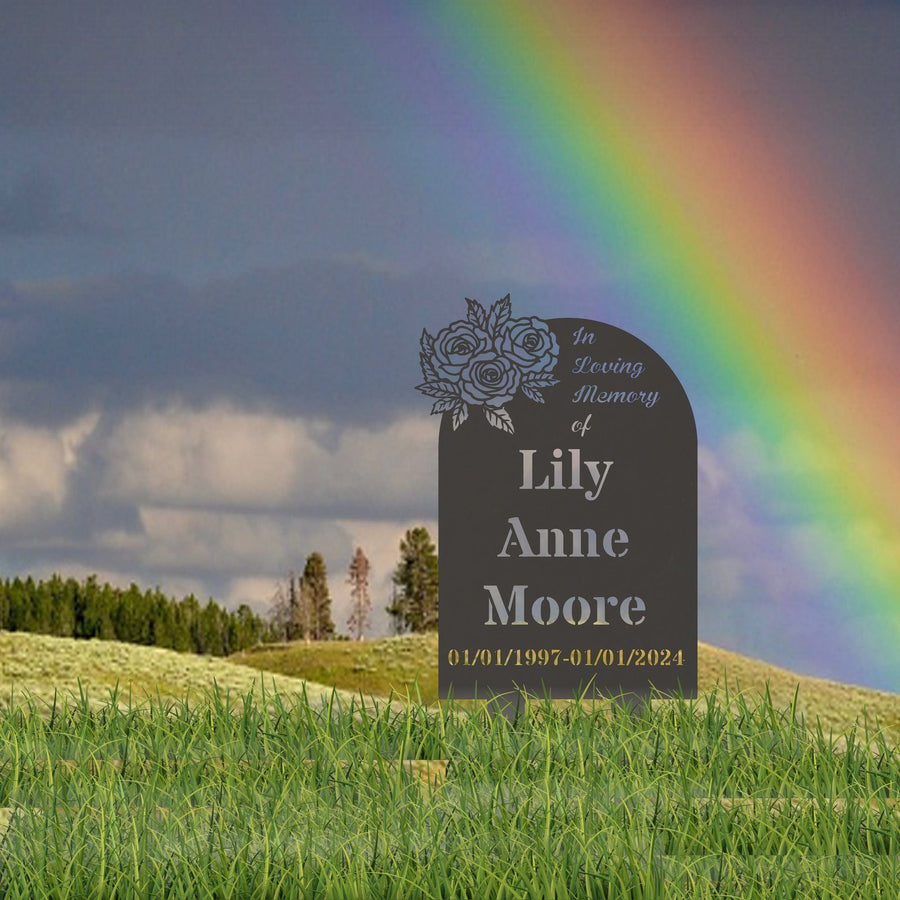Temporary Memorial or Grave Marker with Roses