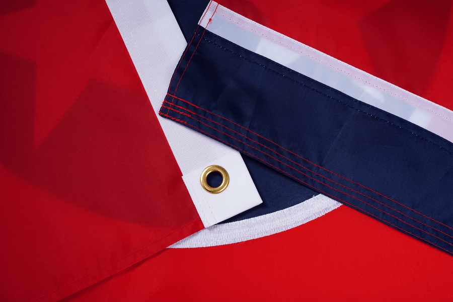 Tennessee State Flag fabric, white heading, and brass-tone grommet