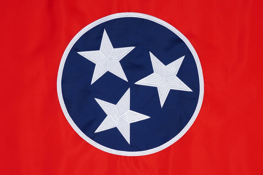 Tennessee State Flag design and stitching in close-up