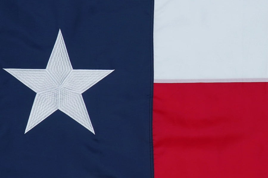 Texas State Flag design and stitching in close-up