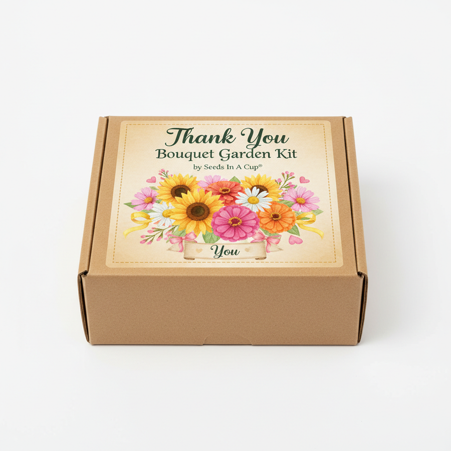 Thank You Bouquet Garden Kit | Sunflower, Black-eyed Susan, Columbine & Cosmos | Seeds In A Cup®