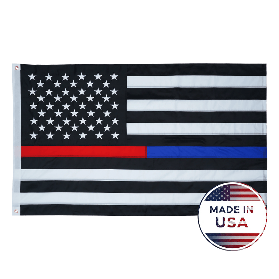 Thin Red and Blue Line flag shown flat