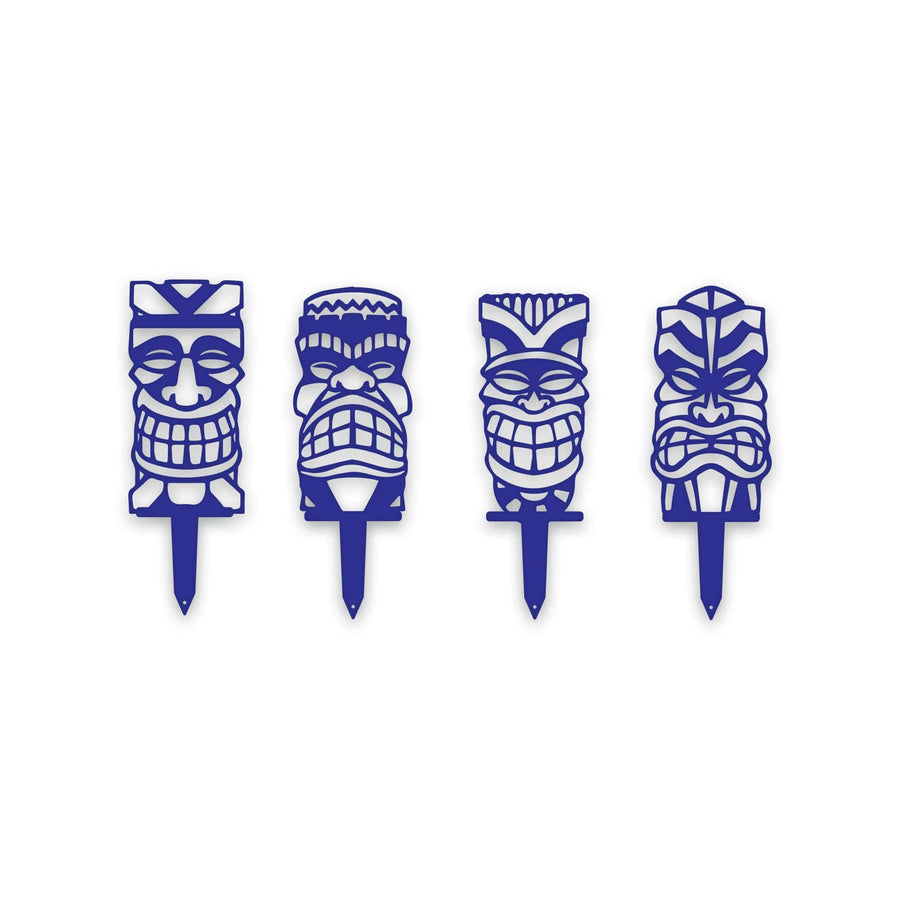 Tiki Yard or Garden Stake Set - 4 Metal Yard Signs