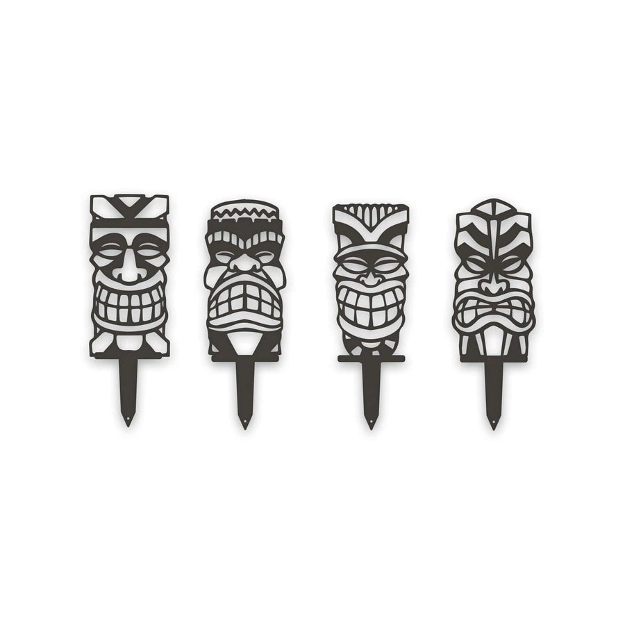 Tiki Yard or Garden Stake Set - 4 Metal Yard Signs