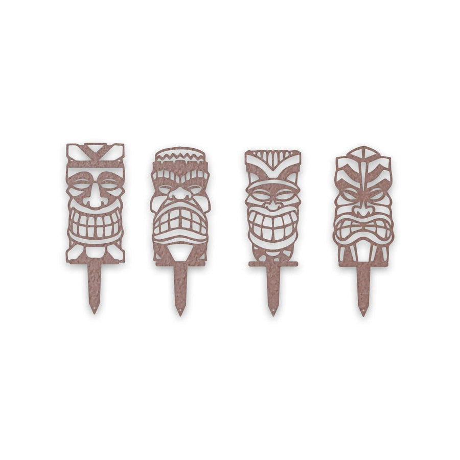Tiki Yard or Garden Stake Set - 4 Metal Yard Signs