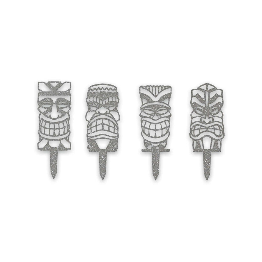 Tiki Yard or Garden Stake Set - 4 Metal Yard Signs