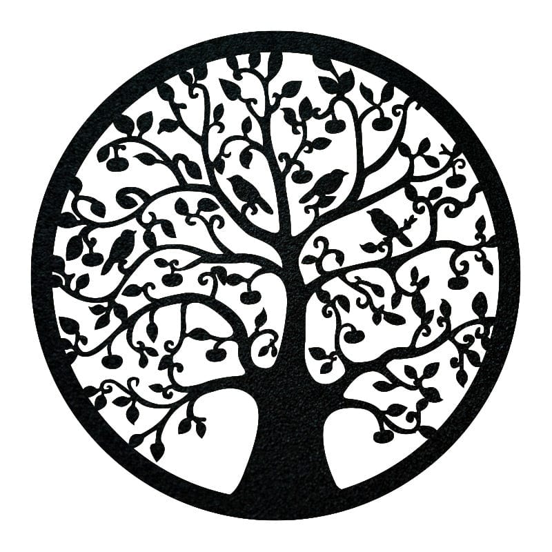 Tree of Life With Birds Metal Sign