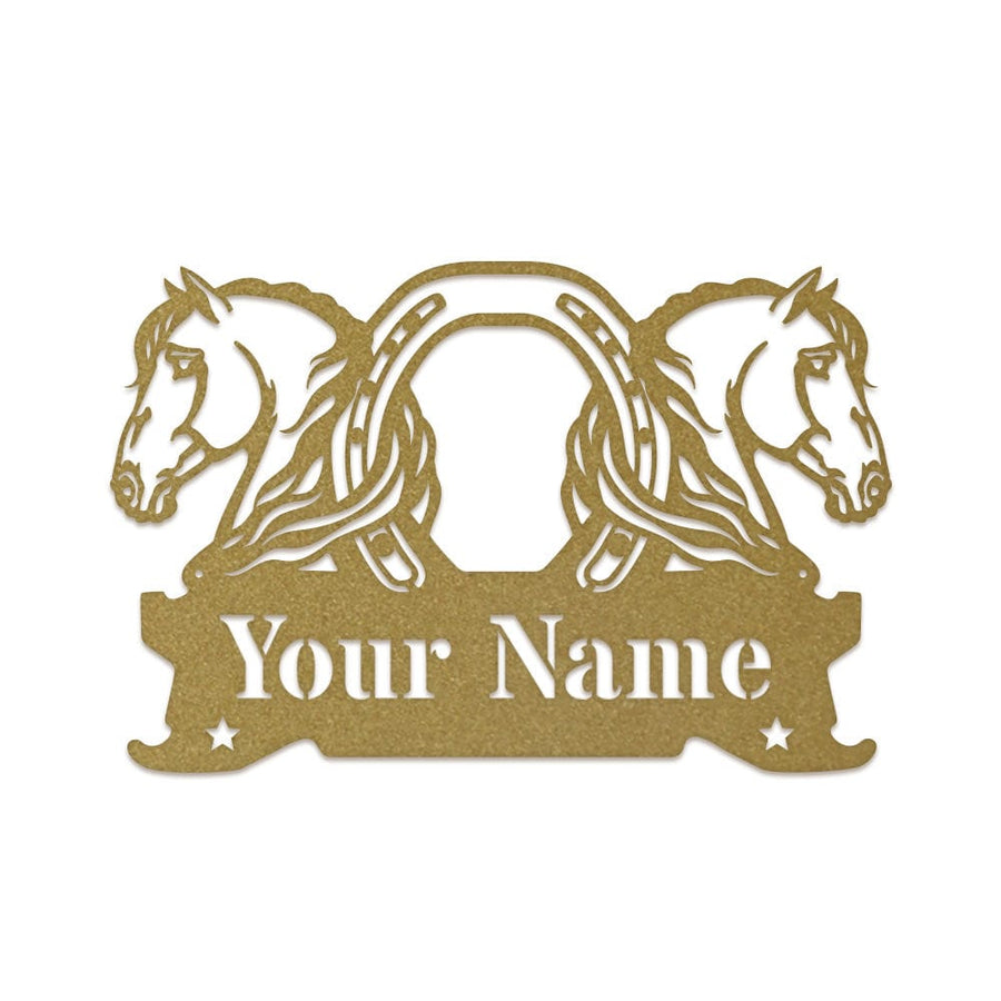 Twin Horses and Horseshoe Monogram