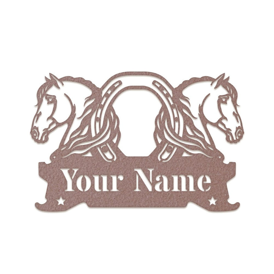 Twin Horses and Horseshoe Monogram