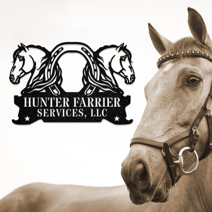 Twin Horses and Horseshoe Monogram