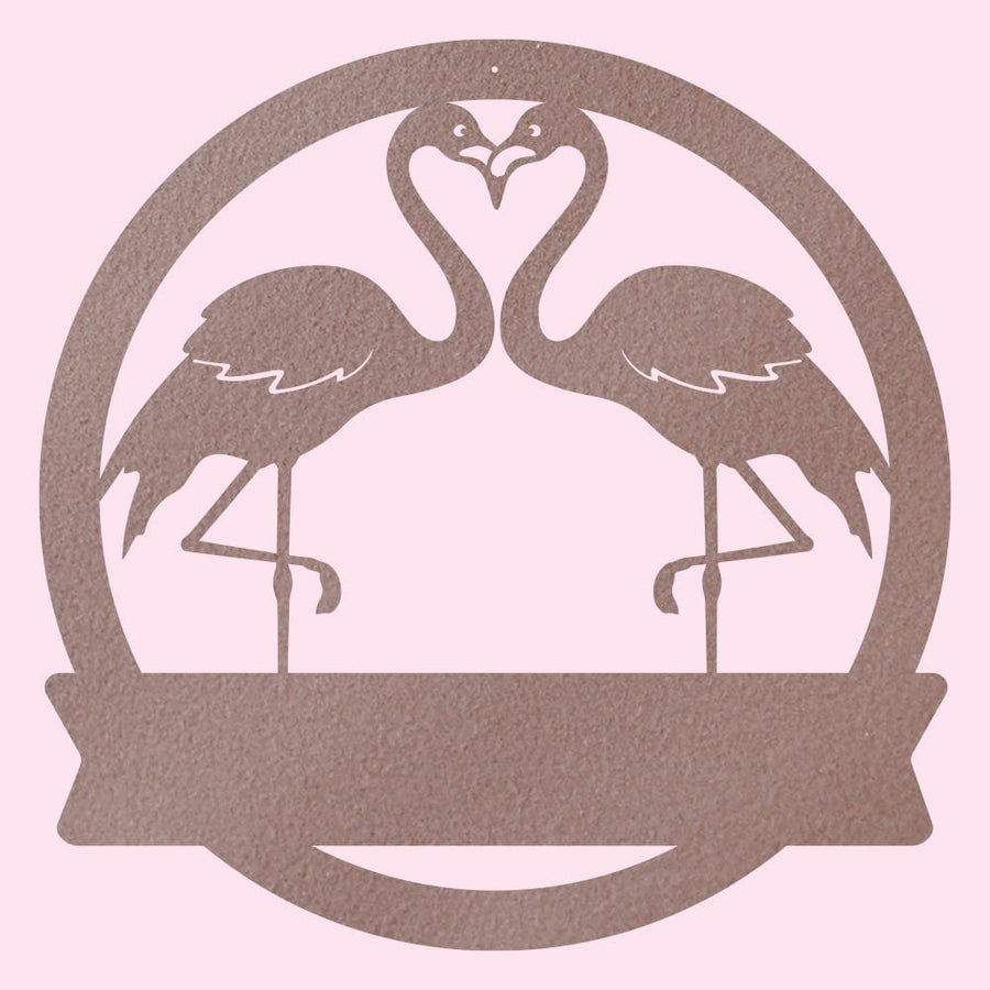 Two Flamingos Monogram Metal Sign