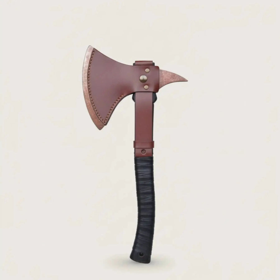 Hand-finished Bearded Axe – Detailed Etched Steel Head with Minimalist Black Handle