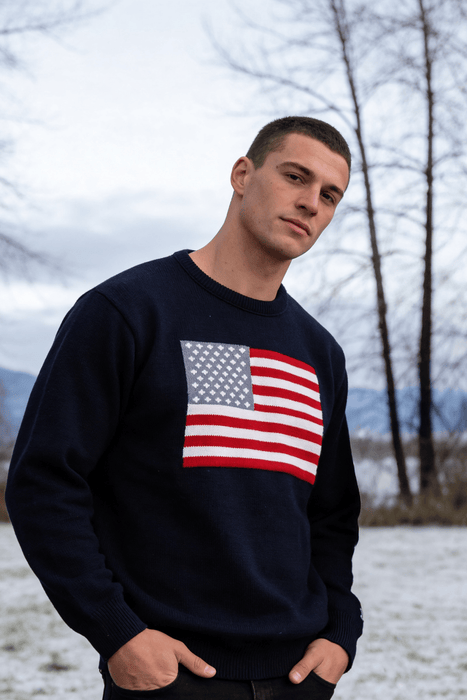 Unisex American Flag Knit Crew