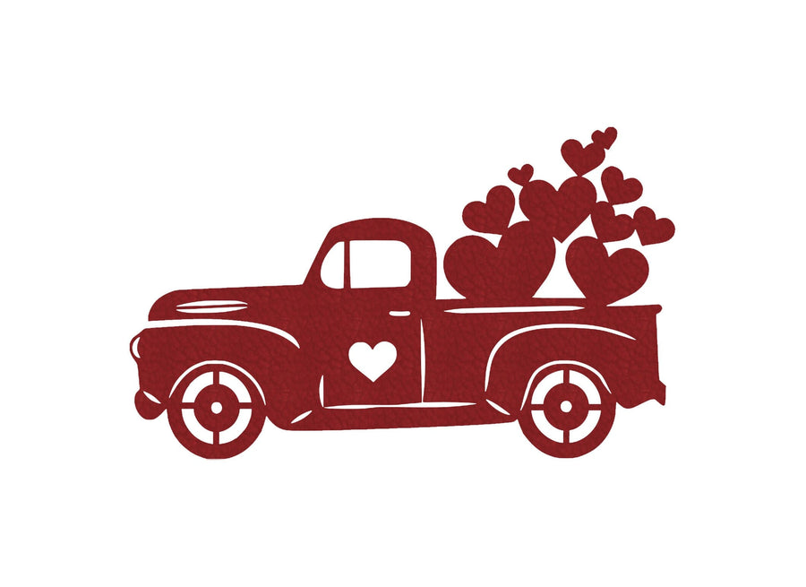 Valentine Truck with Hearts - Metal Sign