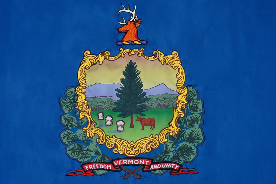 Vermont State Flag design and stitching in close-up