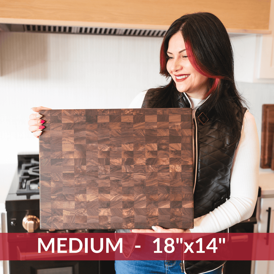 Medium End Grain Walnut Wood Butcher Block