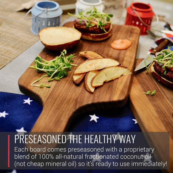 Virginia Boys Kitchens Cutting Board 8 x 17 Walnut Cutting Board and Charcuterie Paddle with Handle