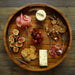 Virginia Boys Kitchens Serving Tray 16.5 Inch Round Walnut Wood Serving and Coffee Table Tray with Handles