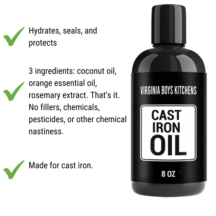 Virginia Boys Kitchens Wood Oil 8 oz - Original - Orange and Rosemary **NEW!** Cast Iron Seasoning Oil - Coconut Oil and Essential Oils - Full Size 8oz - Original