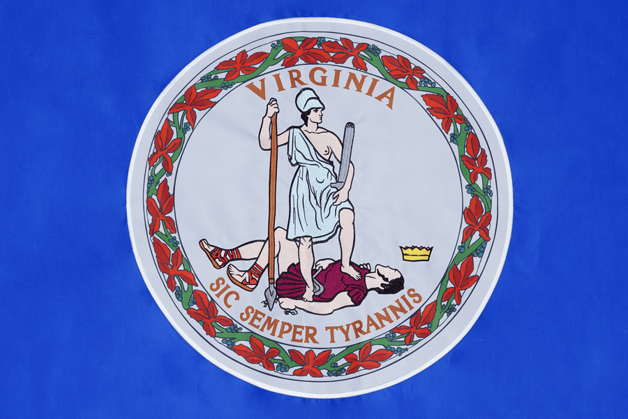 Virginia State Flag design and stitching in close-up
