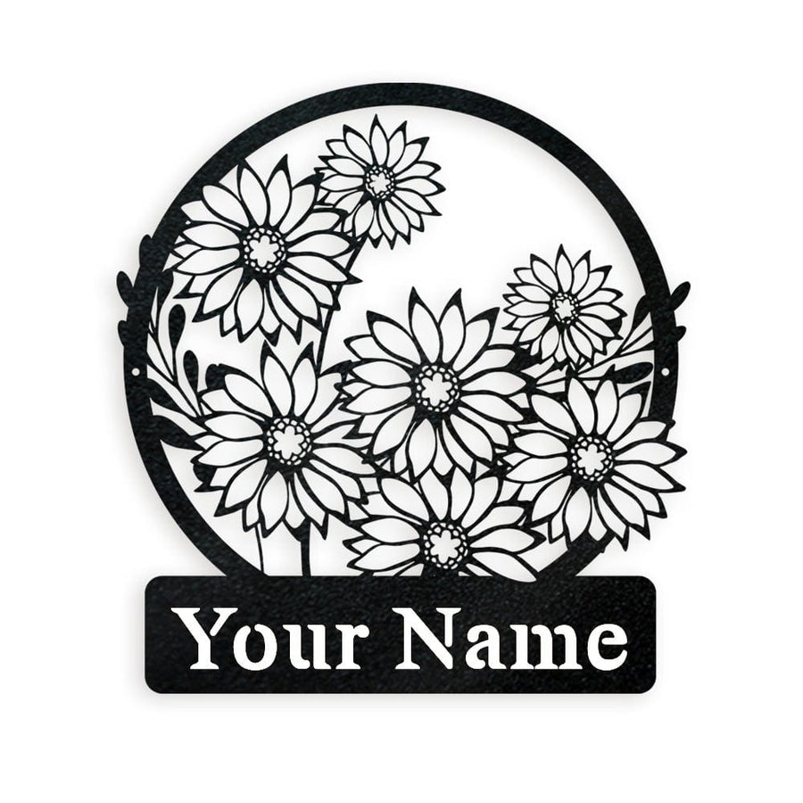 Wall flower Monogram Daisies - Metal Sign