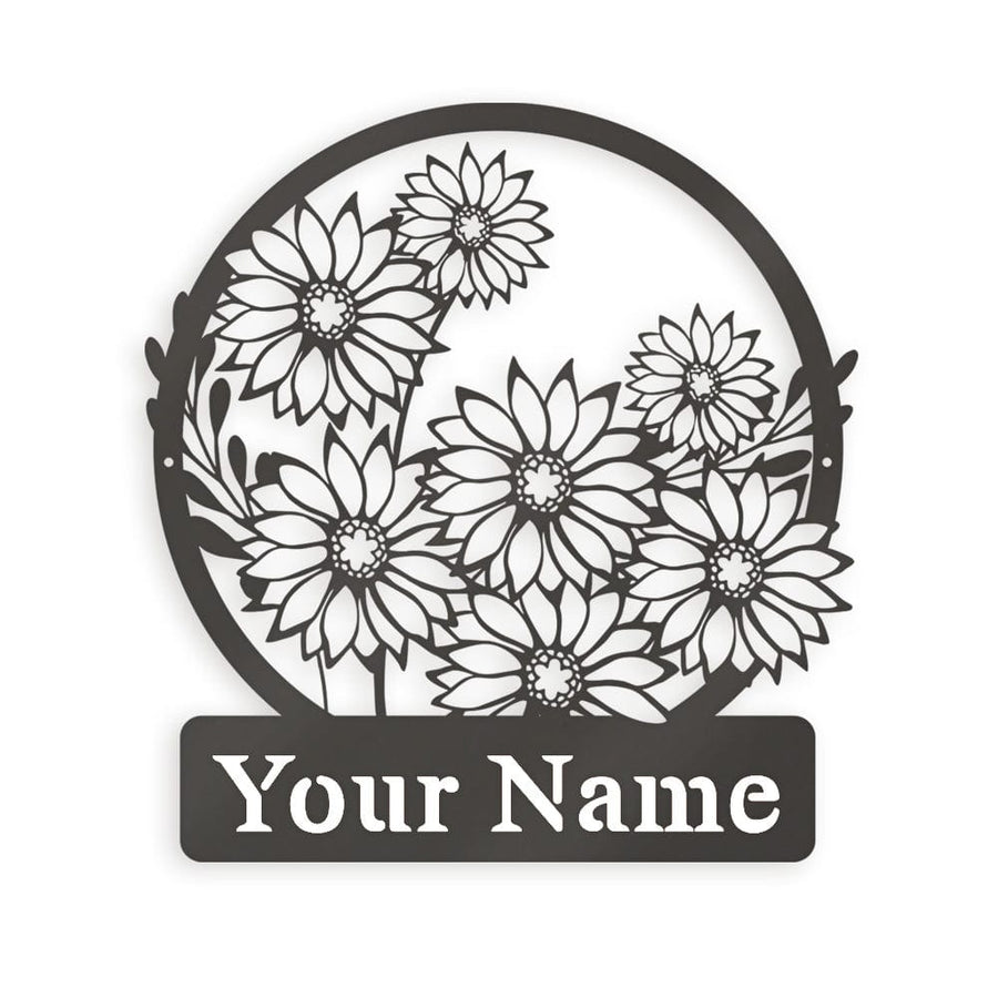 Wall flower Monogram Daisies - Metal Sign