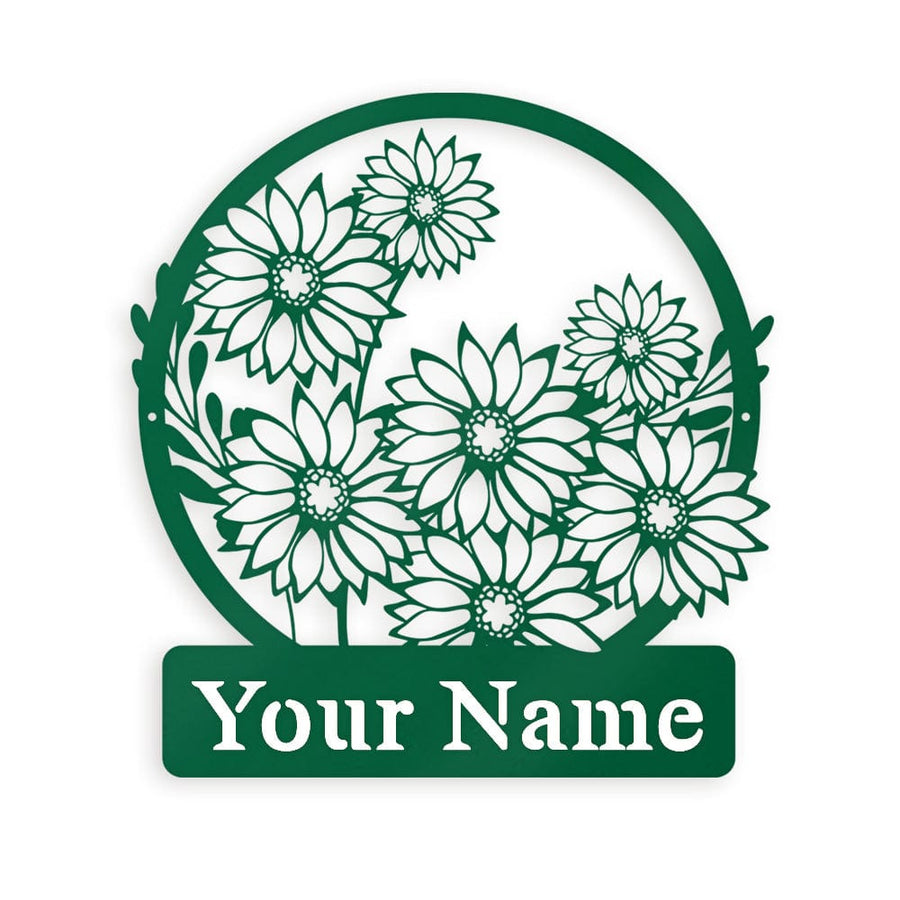 Wall flower Monogram Daisies - Metal Sign