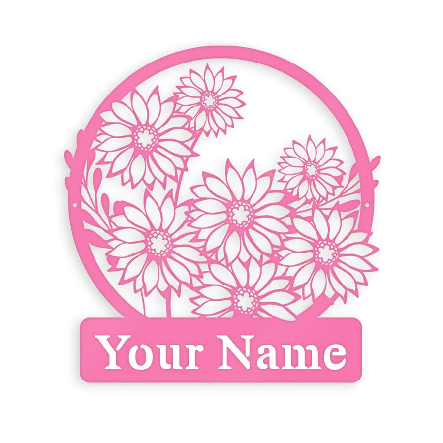 Wall flower Monogram Daisies - Metal Sign