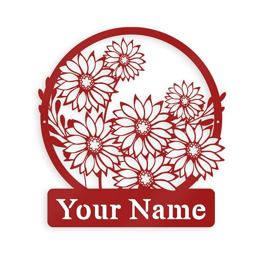 Wall flower Monogram Daisies - Metal Sign
