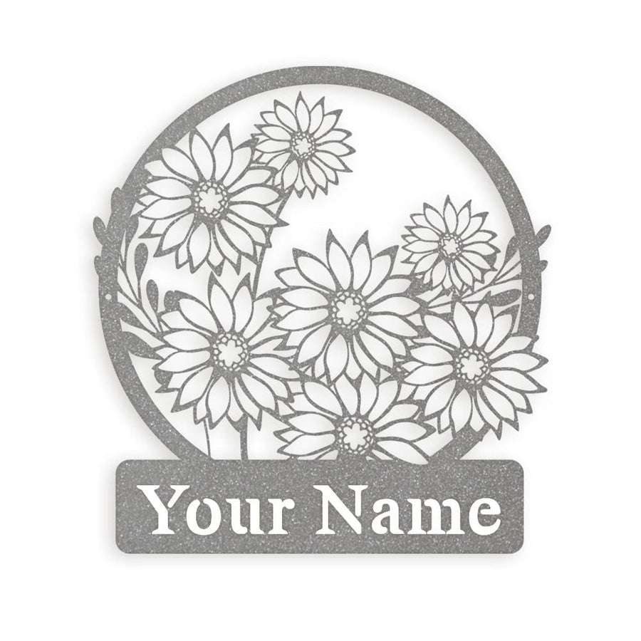 Wall flower Monogram Daisies - Metal Sign