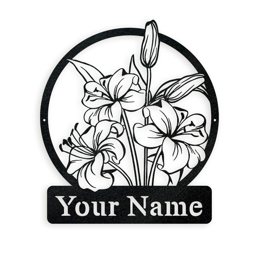 Wall flower Monogram Lilies - Metal Sign