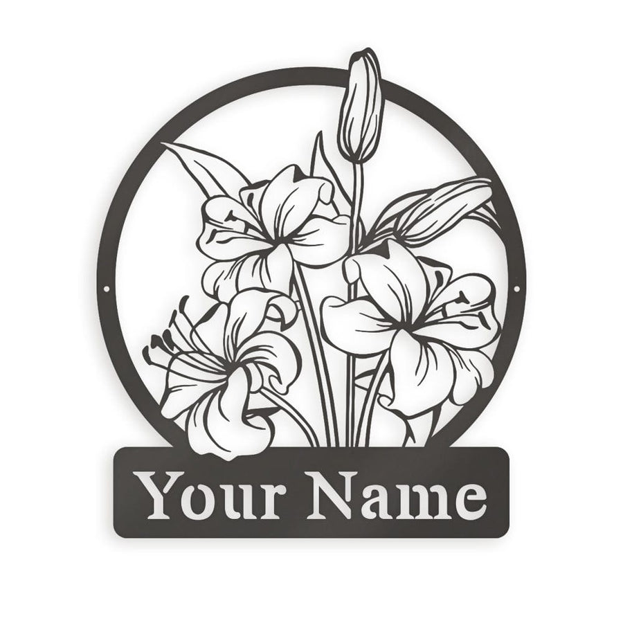 Wall flower Monogram Lilies - Metal Sign