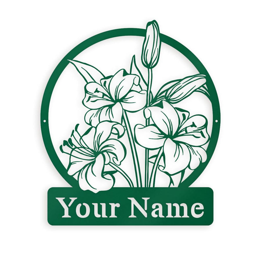 Wall flower Monogram Lilies - Metal Sign