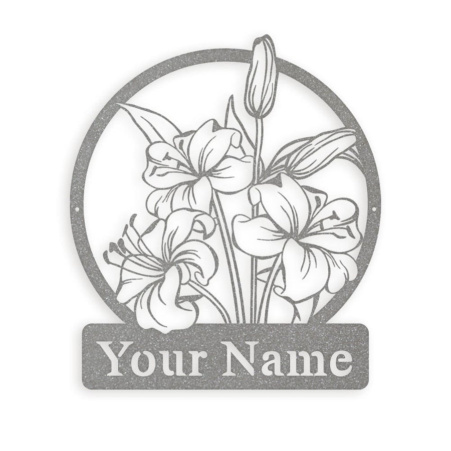 Wall flower Monogram Lilies - Metal Sign