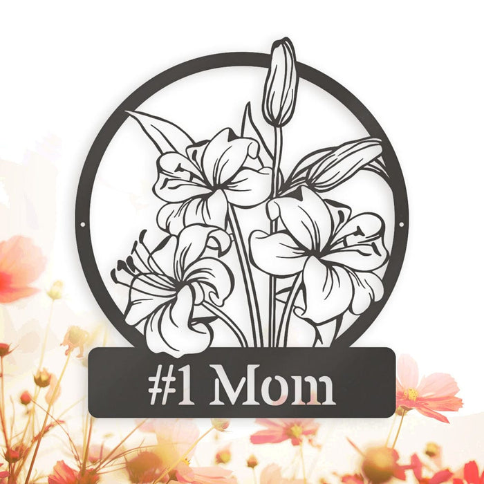 Wall flower Monogram Lilies - Metal Sign