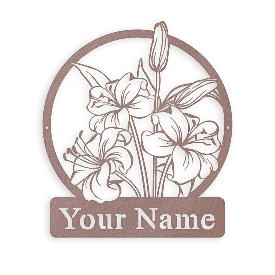 Wall flower Monogram Lilies - Metal Sign